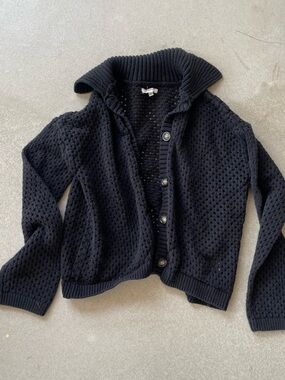 Maurice’s Black Open-Knit Button-Front Women's Cardigan